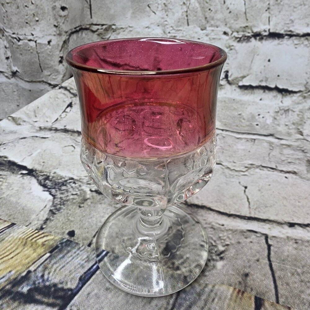 TiffIn-Franciscan King's Crown Ruby Flashed 4 1/2 Inch Wine Goblet
